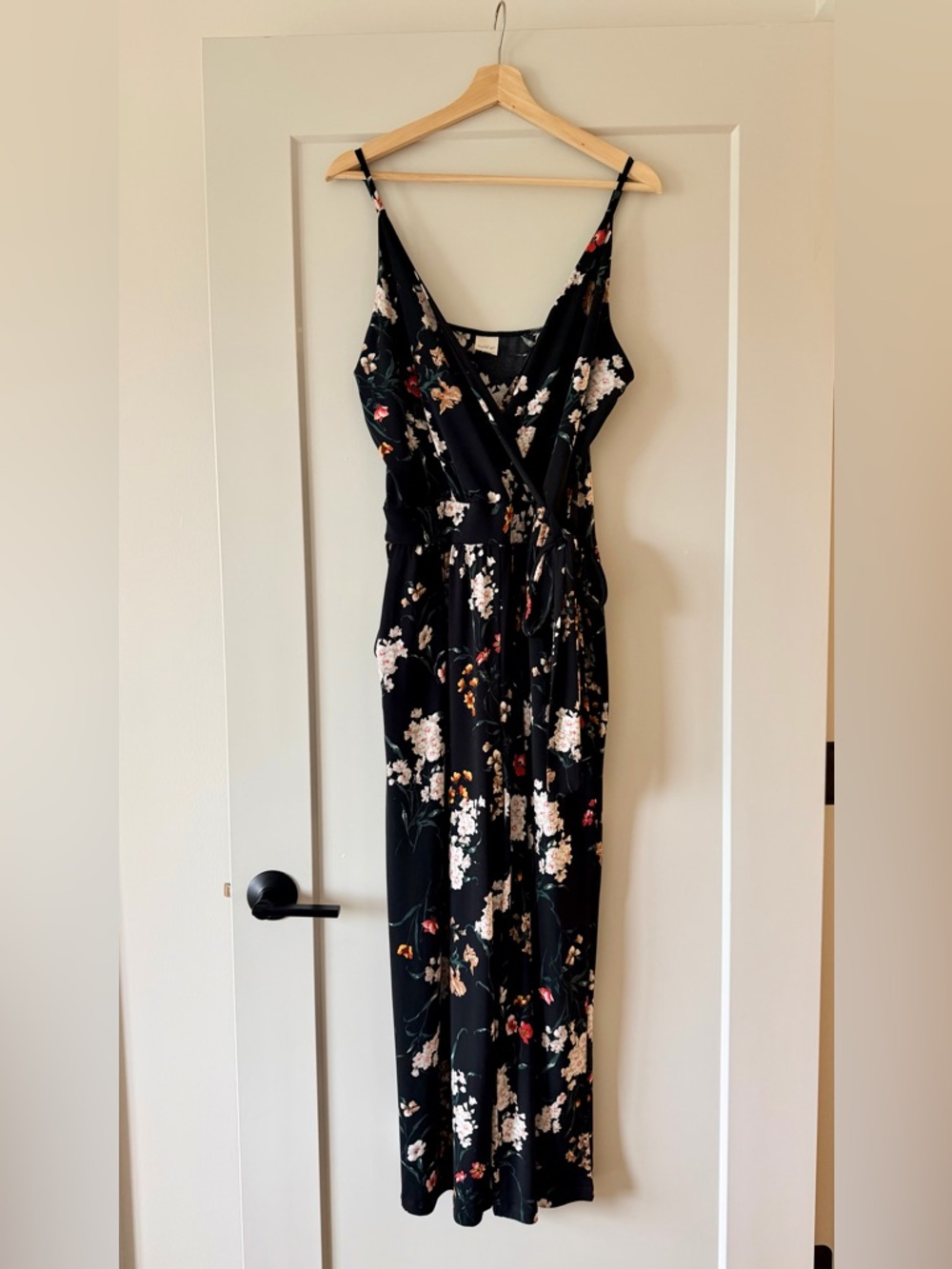 Kaileigh Rica Knit Crop Jumpsuit XL Wrap Style Tie Waist Lined - Picture 7 of 7